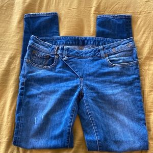 R13 asymmetrical zipper skinny jeans